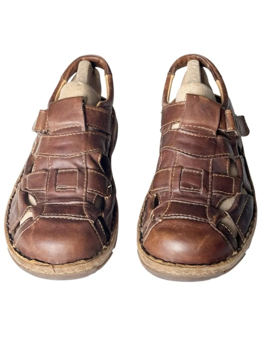 Born Men's Cabot III Brown Amber Leather Fisherman Sandals NWOB | 11 (44 Euro)